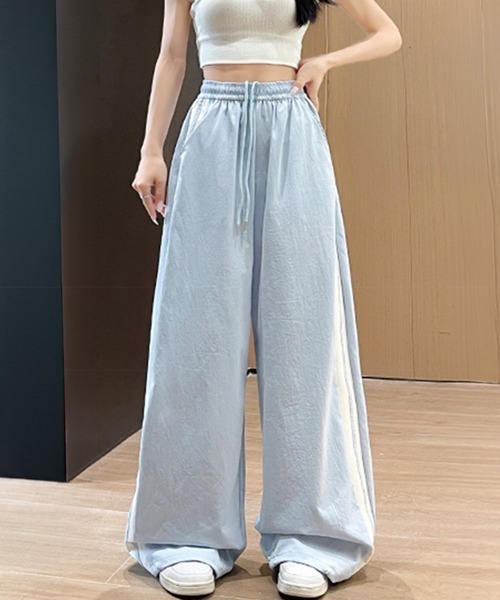 Miniministore(ミニミニストア)の「ワイドパンツ 配色 サイドライン 春夏(スラックス・レディース・アイボリー/ネイビー/ライトブルー/ベビーピンク・M/L)」の13枚目の写真