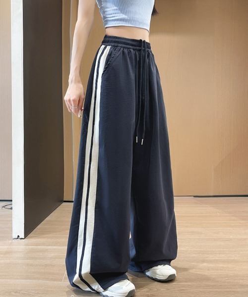 Miniministore(ミニミニストア)の「ワイドパンツ 配色 サイドライン 春夏(スラックス・レディース・アイボリー/ネイビー/ライトブルー/ベビーピンク・M/L)」の17枚目の写真