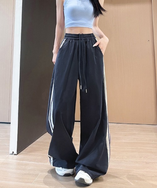 Miniministore(ミニミニストア)の「ワイドパンツ 配色 サイドライン 春夏(スラックス・レディース・アイボリー/ネイビー/ライトブルー/ベビーピンク・M/L)」の18枚目の写真
