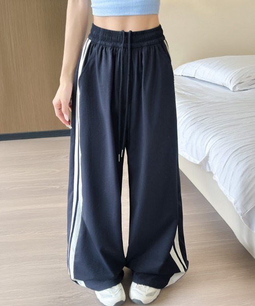 Miniministore(ミニミニストア)の「ワイドパンツ 配色 サイドライン 春夏(スラックス・レディース・アイボリー/ネイビー/ライトブルー/ベビーピンク・M/L)」の20枚目の写真