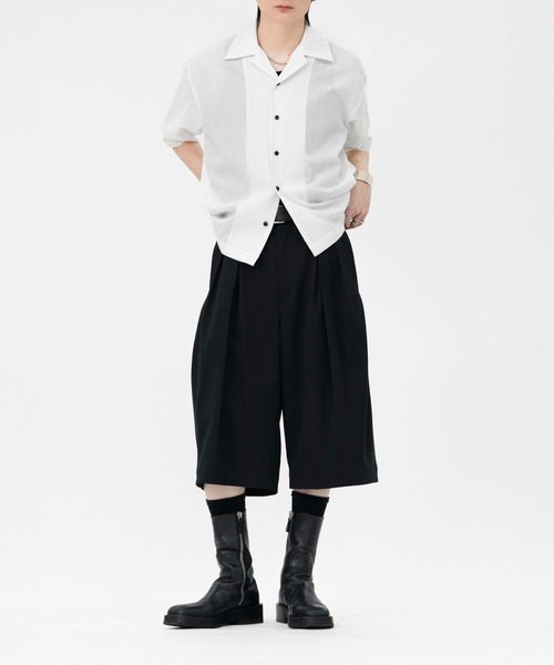 LAPIIS(ラピス)の「MISTO GABARDINE 4TUCK WIDE SHORT TROUSERS(スラックス・メンズ・ダークブラウン/ブラック・M/L)」の4枚目の写真