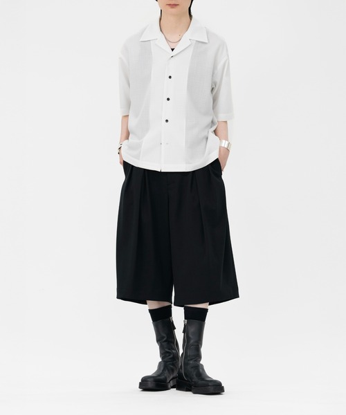 LAPIIS(ラピス)の「MISTO GABARDINE 4TUCK WIDE SHORT TROUSERS(スラックス・メンズ・ダークブラウン/ブラック・M/L)」の5枚目の写真