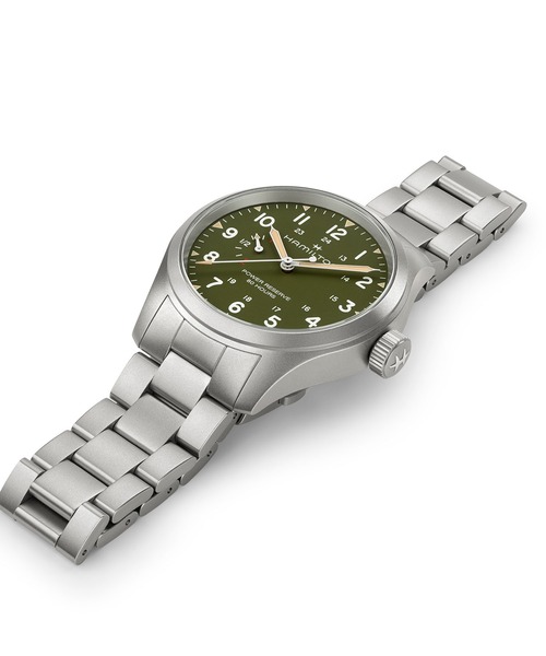 HAMILTON（ハミルトン）の「HAMILTON [ハミルトン] 腕時計 Khaki Field （カーキ フィールド） Power Reserve メカニカル 機械式 40MM グリーン×シルバー（アナログ腕時計・メンズ・グリーン・FREE）」の4枚目の写真