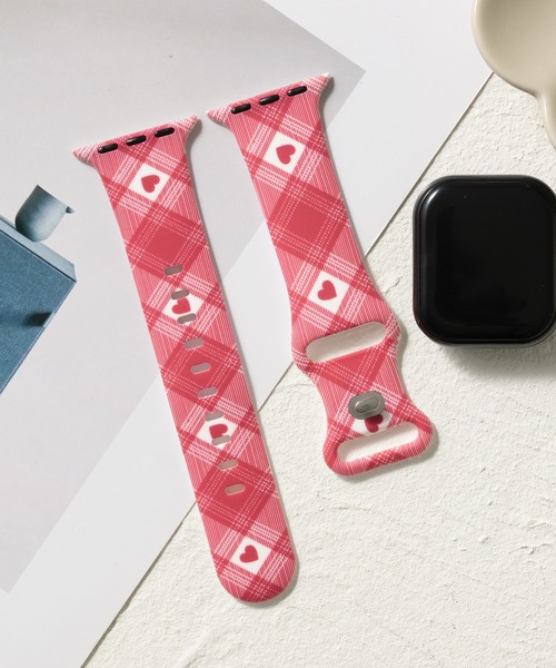 emonique(エモニーク)の「シリコン製 リボン柄 ハート柄 アップルウォッチバンド Apple Watch バンド【38mm/40mm/41mm 対応】(デジタル腕時計・レディース・ピンク/ローズ/C/ブルー/B/ブラック/D/A・38)」の8枚目の写真
