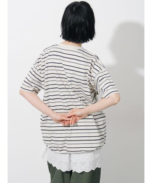Samansa Mos2(サマンサ モスモス)の「ボーダーヘンリーネックカットソー(Tシャツ/カットソー・レディース・サックスブルー/アイボリー/ブラウン・F)」の13枚目の写真