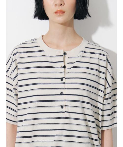 Samansa Mos2(サマンサ モスモス)の「ボーダーヘンリーネックカットソー(Tシャツ/カットソー・レディース・サックスブルー/アイボリー/ブラウン・F)」の14枚目の写真