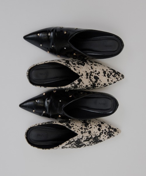 Ameri（アメリ）の「POINTED TOE WEDGE SOLE MULES（サンダル・レディース・ブラック/マルチ・LARGE/MEDIUM/SMALL）」の3枚目の写真