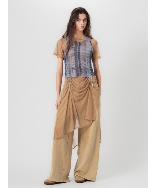ELCHELE(エルチェレ)の「FILMY SHIRRING TOP(Tシャツ/カットソー・レディース・ライトグレー/ベージュ・FREE)」の13枚目の写真