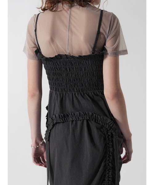 ELCHELE(エルチェレ)の「FILMY SHIRRING TOP(Tシャツ/カットソー・レディース・ライトグレー/ベージュ・FREE)」の8枚目の写真