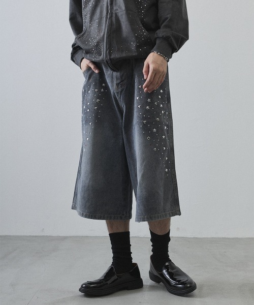 Shoowtime(ショウタイム)の「Rhinestone Baggy Denim Shorts / ラインストーンバギーデニムショーツ(デニムパンツ・メンズ・ライトブルー・MEDIUM/LARGE/X-LARGE)」の7枚目の写真