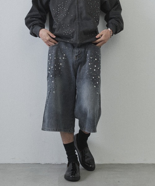 Shoowtime(ショウタイム)の「Rhinestone Baggy Denim Shorts / ラインストーンバギーデニムショーツ(デニムパンツ・メンズ・ライトブルー・MEDIUM/LARGE/X-LARGE)」の17枚目の写真