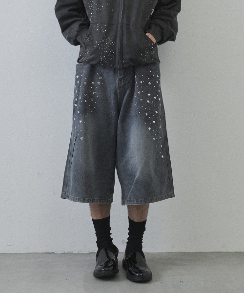 Shoowtime(ショウタイム)の「Rhinestone Baggy Denim Shorts / ラインストーンバギーデニムショーツ(デニムパンツ・メンズ・ライトブルー・MEDIUM/LARGE/X-LARGE)」の18枚目の写真