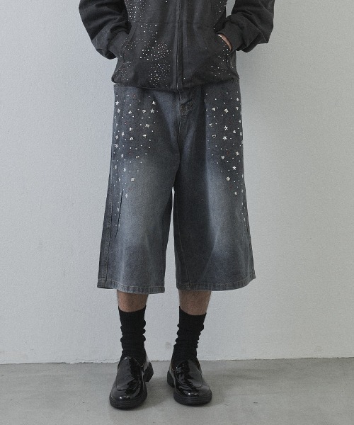 Shoowtime(ショウタイム)の「Rhinestone Baggy Denim Shorts / ラインストーンバギーデニムショーツ(デニムパンツ・メンズ・ライトブルー・MEDIUM/LARGE/X-LARGE)」の19枚目の写真