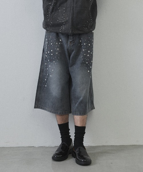 Shoowtime(ショウタイム)の「Rhinestone Baggy Denim Shorts / ラインストーンバギーデニムショーツ(デニムパンツ・メンズ・ライトブルー・MEDIUM/LARGE/X-LARGE)」の20枚目の写真