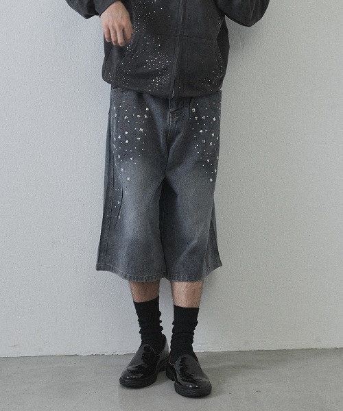 Shoowtime(ショウタイム)の「Rhinestone Baggy Denim Shorts / ラインストーンバギーデニムショーツ(デニムパンツ・メンズ・ライトブルー・MEDIUM/LARGE/X-LARGE)」の21枚目の写真