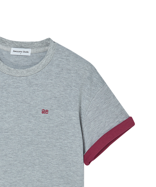 AWESOME STUDIO(オーサムスタジオ)の「配色ロールアップスリーブTシャツメランジグレー(Tシャツ/カットソー・レディース・グレー系その他・FREE)」の6枚目の写真