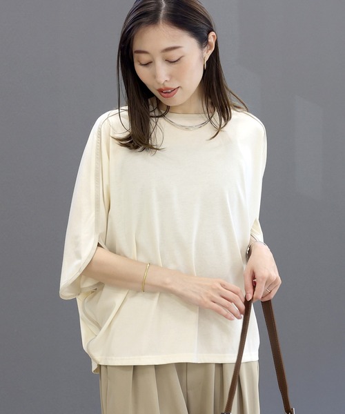 Aletta vita(アレッタビータ)の「機能素材T/C天竺ドルマンプルオーバー(Tシャツ/カットソー・レディース・チャコール/アイボリー・FREE)」の16枚目の写真