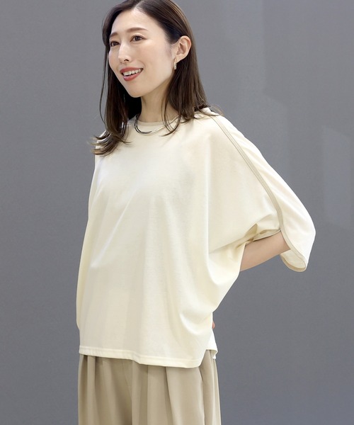 Aletta vita(アレッタビータ)の「機能素材T/C天竺ドルマンプルオーバー(Tシャツ/カットソー・レディース・チャコール/アイボリー・FREE)」の18枚目の写真