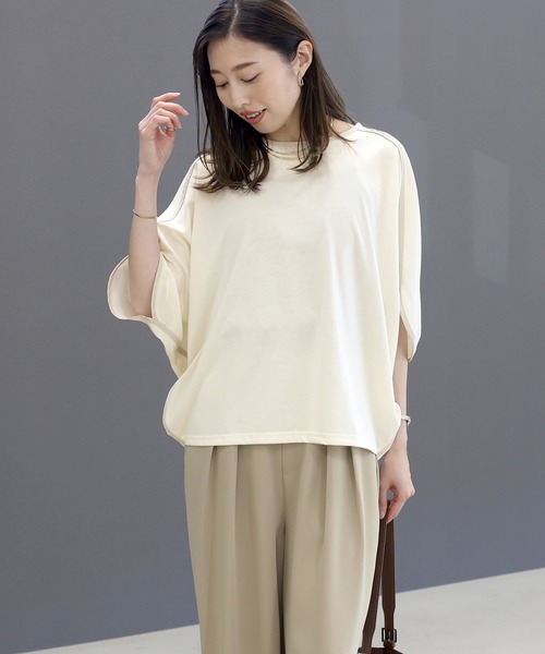 Aletta vita(アレッタビータ)の「機能素材T/C天竺ドルマンプルオーバー(Tシャツ/カットソー・レディース・チャコール/アイボリー・FREE)」の21枚目の写真