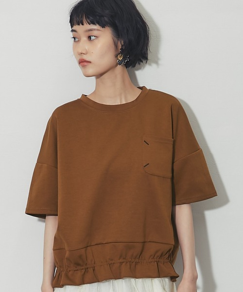 ANOTHER S(アナザーエス)の「配色ステッチポケット 前ギャザープルオーバー(Tシャツ/カットソー・レディース・ブラック/ホワイト/ベージュ/ブラウン・FREE)」の15枚目の写真