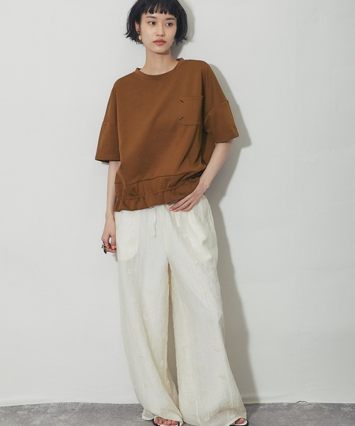 ANOTHER S(アナザーエス)の「配色ステッチポケット 前ギャザープルオーバー(Tシャツ/カットソー・レディース・ブラック/ホワイト/ベージュ/ブラウン・FREE)」の16枚目の写真