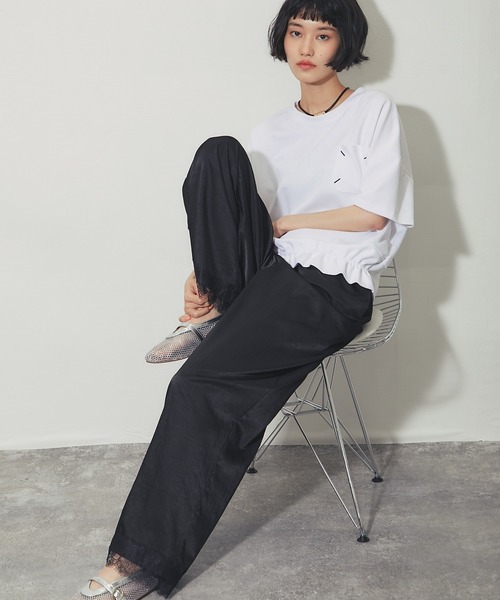 ANOTHER S(アナザーエス)の「配色ステッチポケット 前ギャザープルオーバー(Tシャツ/カットソー・レディース・ブラック/ホワイト/ベージュ/ブラウン・FREE)」の17枚目の写真