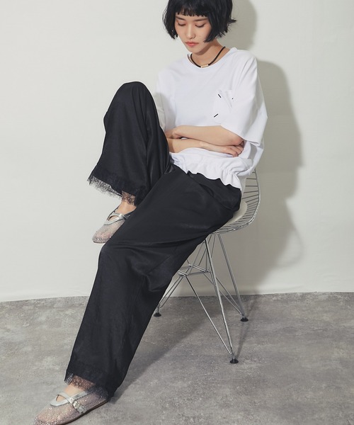 ANOTHER S(アナザーエス)の「配色ステッチポケット 前ギャザープルオーバー(Tシャツ/カットソー・レディース・ブラック/ホワイト/ベージュ/ブラウン・FREE)」の22枚目の写真