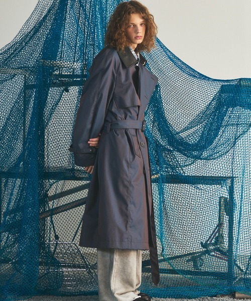MAISON SPECIAL(メゾンスペシャル)の「《UNISEX》120/2/2 Suvin Cotton Gabardine Prime-Over Leather Collar Trench Coat/スビンコットンギャバジンプライムオーバー衿レザートレンチコート【MAISON SPECIAL/メゾンスペシャル】■セットアップ対応■(トレンチコート・メンズ・ブルー/ブラック/チャコールグレー/カーキ・0/2/1)」の15枚目の写真
