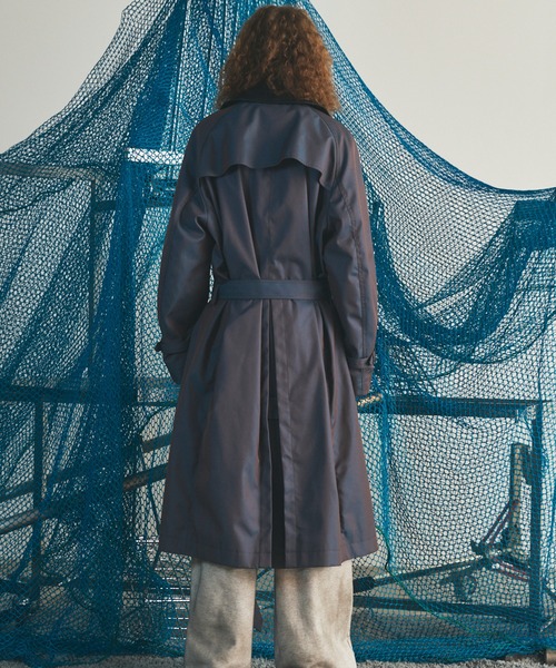 MAISON SPECIAL(メゾンスペシャル)の「《UNISEX》120/2/2 Suvin Cotton Gabardine Prime-Over Leather Collar Trench Coat/スビンコットンギャバジンプライムオーバー衿レザートレンチコート【MAISON SPECIAL/メゾンスペシャル】■セットアップ対応■(トレンチコート・メンズ・ブルー/ブラック/チャコールグレー/カーキ・0/2/1)」の16枚目の写真