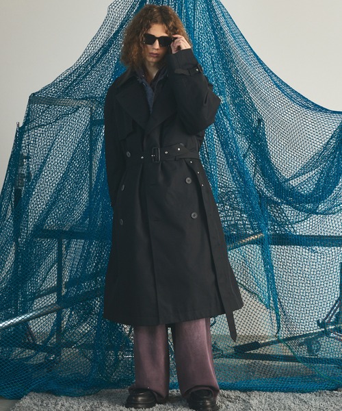 MAISON SPECIAL(メゾンスペシャル)の「《UNISEX》120/2/2 Suvin Cotton Gabardine Prime-Over Leather Collar Trench Coat/スビンコットンギャバジンプライムオーバー衿レザートレンチコート【MAISON SPECIAL/メゾンスペシャル】■セットアップ対応■(トレンチコート・メンズ・ブルー/ブラック/チャコールグレー/カーキ・0/2/1)」の6枚目の写真