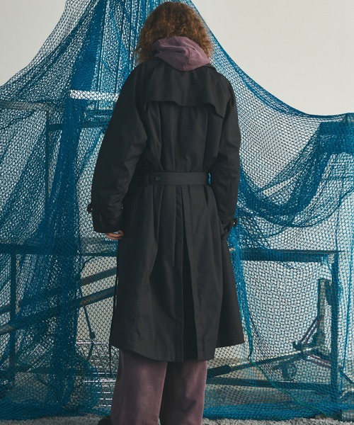 MAISON SPECIAL(メゾンスペシャル)の「《UNISEX》120/2/2 Suvin Cotton Gabardine Prime-Over Leather Collar Trench Coat/スビンコットンギャバジンプライムオーバー衿レザートレンチコート【MAISON SPECIAL/メゾンスペシャル】■セットアップ対応■(トレンチコート・メンズ・ブルー/ブラック/チャコールグレー/カーキ・0/2/1)」の13枚目の写真