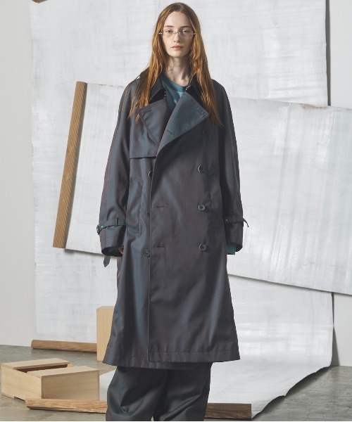 MAISON SPECIAL(メゾンスペシャル)の「《UNISEX》120/2/2 Suvin Cotton Gabardine Prime-Over Leather Collar Trench Coat/スビンコットンギャバジンプライムオーバー衿レザートレンチコート【MAISON SPECIAL/メゾンスペシャル】■セットアップ対応■(トレンチコート・メンズ・ブルー/ブラック/チャコールグレー/カーキ・0/2/1)」の8枚目の写真