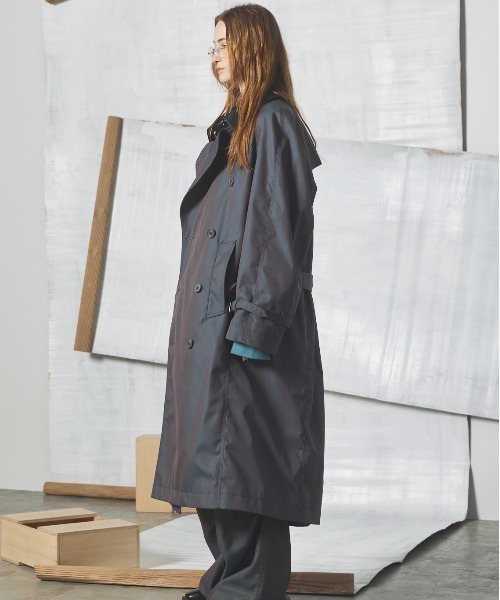 MAISON SPECIAL(メゾンスペシャル)の「《UNISEX》120/2/2 Suvin Cotton Gabardine Prime-Over Leather Collar Trench Coat/スビンコットンギャバジンプライムオーバー衿レザートレンチコート【MAISON SPECIAL/メゾンスペシャル】■セットアップ対応■(トレンチコート・メンズ・ブルー/ブラック/チャコールグレー/カーキ・0/2/1)」の9枚目の写真