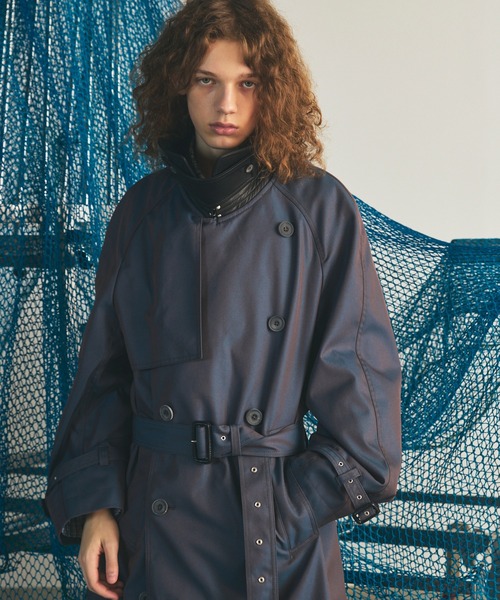 MAISON SPECIAL(メゾンスペシャル)の「《UNISEX》120/2/2 Suvin Cotton Gabardine Prime-Over Leather Collar Trench Coat/スビンコットンギャバジンプライムオーバー衿レザートレンチコート【MAISON SPECIAL/メゾンスペシャル】■セットアップ対応■(トレンチコート・メンズ・ブルー/ブラック/チャコールグレー/カーキ・0/2/1)」の17枚目の写真