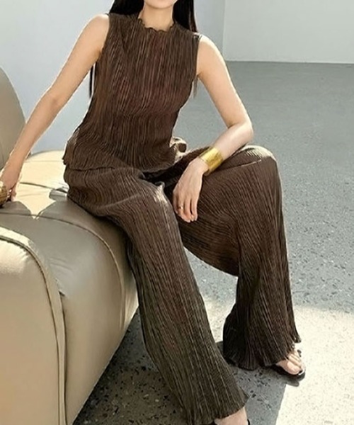 FAVORITO（ファヴォリート）の「ノースリーブトップスパンツセットアップ（セットアップ・レディース・グレー/ブラウン・F）」の15枚目の写真