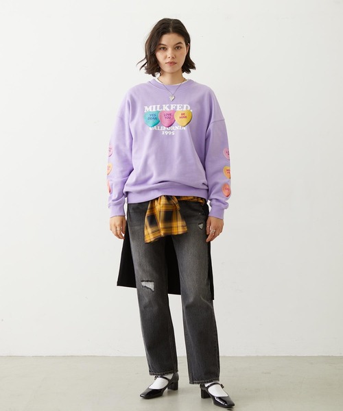 MILKFED.(ミルクフェド)の「SWEETHEARTS CANDY SWEAT TOP(スウェット・レディース・アッシュ/オフホワイト/ライトパープル・L/M)」の20枚目の写真