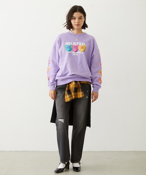 MILKFED.(ミルクフェド)の「SWEETHEARTS CANDY SWEAT TOP(スウェット・レディース・アッシュ/オフホワイト/ライトパープル・L/M)」の21枚目の写真