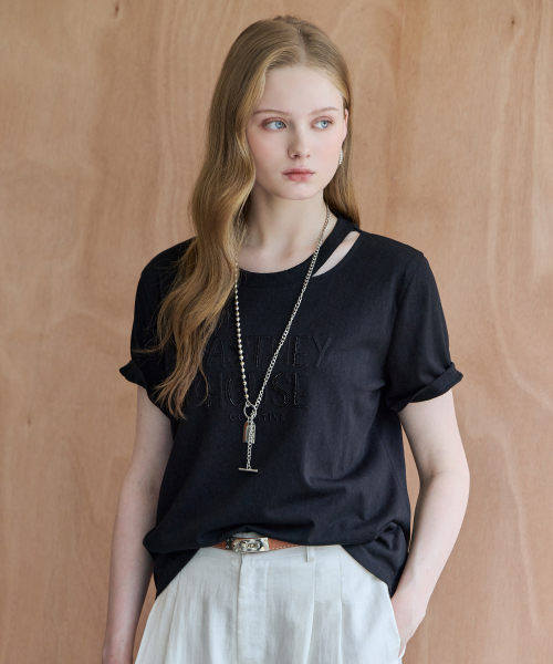 MAXZA(マージャコレクション)の「カットアウトビーズレタリング半袖Tシャツ(Tシャツ/カットソー・レディース・ブラック/ホワイト・FREE)」の3枚目の写真