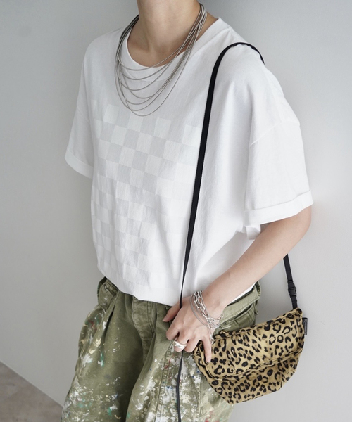 JOURNAL STANDARD LUXE(ジャーナルスタンダード ラックス)の「MATEY's プリントT(チェッカー)(Tシャツ/カットソー・レディース・ライトグレー/ホワイト・FREE)」の2枚目の写真