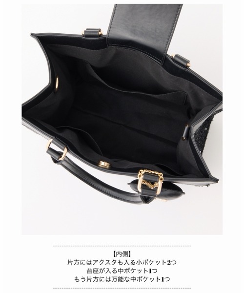 one after another NICE CLAUP(ワンアフターアナザーナイスクラップ)の「【LouLoumei】ビジューロゴミニトートバッグ(トートバッグ・レディース・ピンク/アイボリー/ブラック・FREE)」の6枚目の写真
