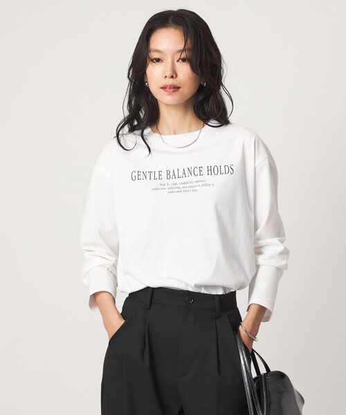 green label relaxing(グリーンレーベルリラクシング)の「ロゴ ロングスリーブ Tシャツ(Tシャツ/カットソー・レディース・その他1/オフホワイト/ベージュ/ダークグレー・FREE)」の1枚目の写真