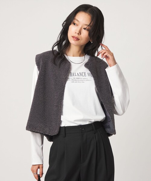 green label relaxing(グリーンレーベルリラクシング)の「ロゴ ロングスリーブ Tシャツ(Tシャツ/カットソー・レディース・その他1/オフホワイト/ベージュ/ダークグレー・FREE)」の6枚目の写真