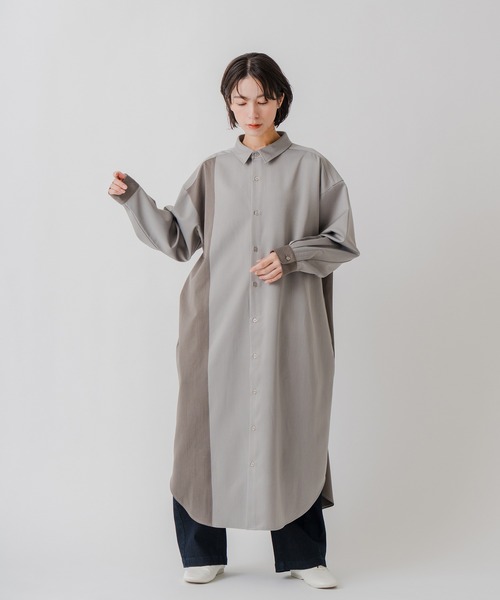 Kelen(ケレン)の「「KELEN / ケレン」パネルデザインシャツワンピース(シャツワンピース・レディース・ブラウン/チャコールグレー/ライトグレー・S/M)」の3枚目の写真