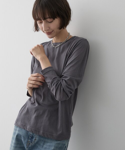Dessin(デッサン)の「クルーネックシアーロングTシャツ(Tシャツ/カットソー・レディース・オフホワイト/ブラック/ブラウン系その他・01/02/03)」の19枚目の写真
