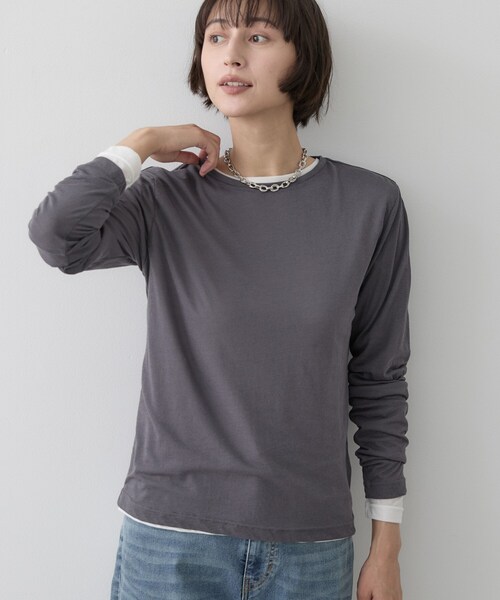 Dessin(デッサン)の「クルーネックシアーロングTシャツ(Tシャツ/カットソー・レディース・オフホワイト/ブラック/ブラウン系その他・01/02/03)」の20枚目の写真