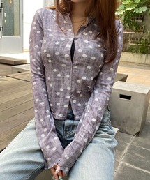 レトロドット柄ショートカーディガン