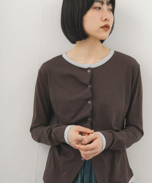 KBF(ケイビーエフ)の「バイカラーアシメタックトップス(Tシャツ/カットソー・レディース・オートミール/ブラウン/グレー・ONE)」の7枚目の写真