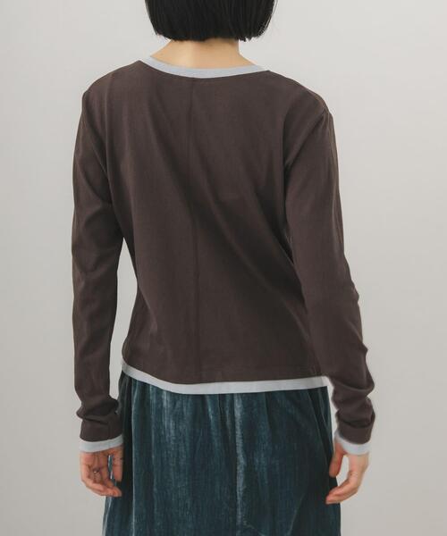 KBF(ケイビーエフ)の「バイカラーアシメタックトップス(Tシャツ/カットソー・レディース・オートミール/ブラウン/グレー・ONE)」の10枚目の写真