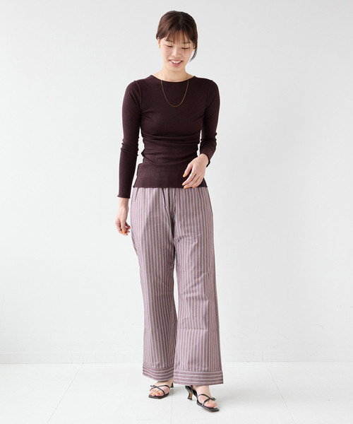EMILY WEEK(エミリーウィーク)の「Super120's 2WAYウールプルオーバー(Tシャツ/カットソー・レディース・ホワイト/チャコールグレー/ボルドー・FREE)」の17枚目の写真