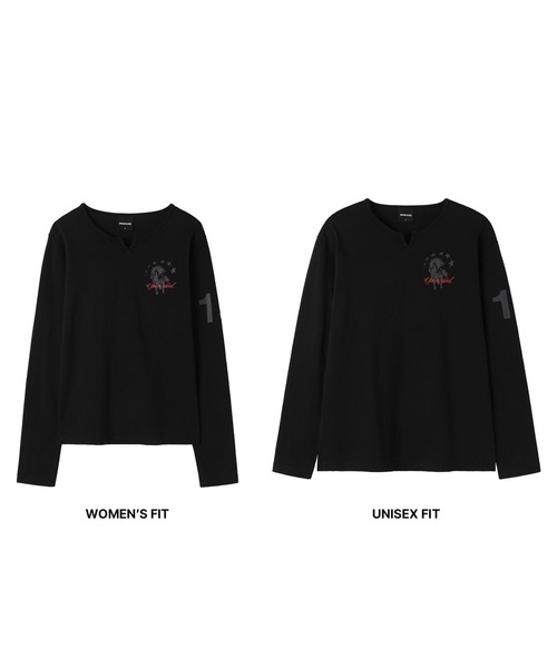 Openyard(オープンヤード)の「『Openyard/オープンヤード』SLIT NECK HORSE LONG SLEEVE TEE/スリットネックホース長袖Tシャツ(Tシャツ/カットソー・メンズ・ブラック/ホワイト・S/M/L)」の11枚目の写真